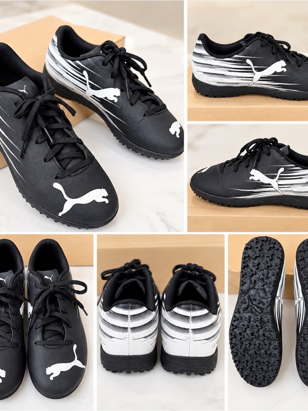 Puma Black and White Girl’s Turf Soccer Shoes
